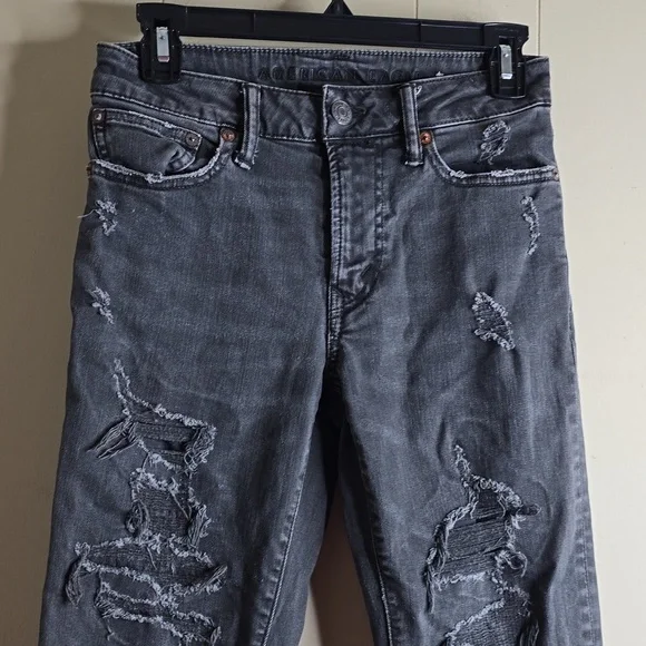 American Eagle Skinny Next Level Flex Distressed Gray Jeans W26 L30 - Picture 2 of 7